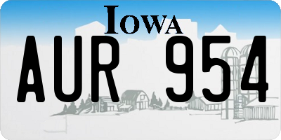 IA license plate AUR954