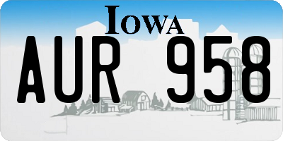 IA license plate AUR958