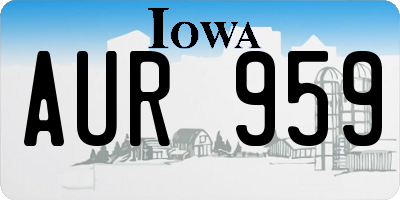 IA license plate AUR959