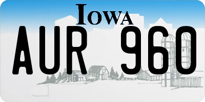 IA license plate AUR960