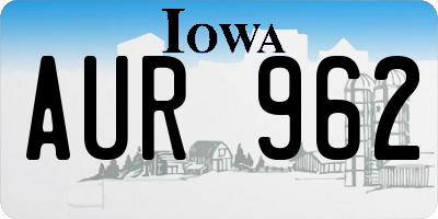 IA license plate AUR962