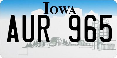 IA license plate AUR965