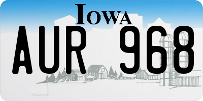 IA license plate AUR968