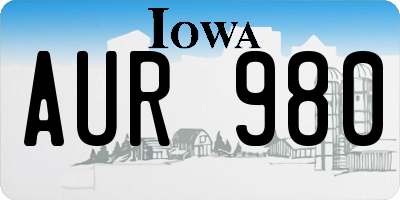 IA license plate AUR980