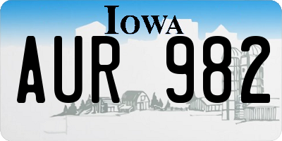 IA license plate AUR982