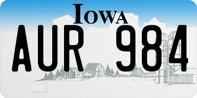 IA license plate AUR984