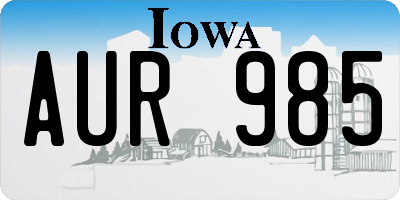 IA license plate AUR985