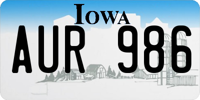 IA license plate AUR986