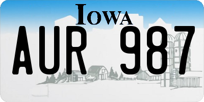 IA license plate AUR987