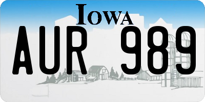 IA license plate AUR989