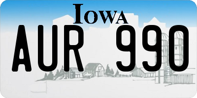 IA license plate AUR990
