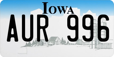 IA license plate AUR996