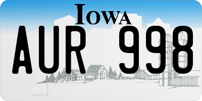 IA license plate AUR998