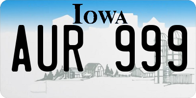 IA license plate AUR999