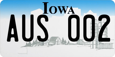 IA license plate AUS002
