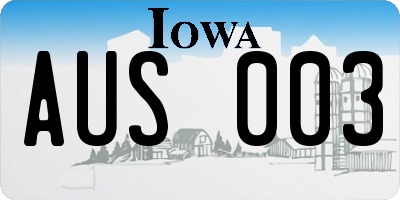 IA license plate AUS003