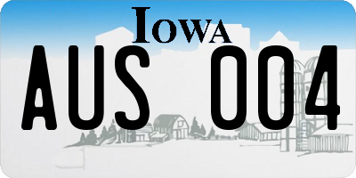 IA license plate AUS004