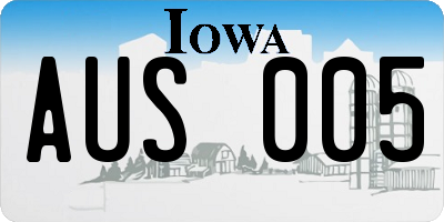 IA license plate AUS005