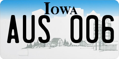 IA license plate AUS006