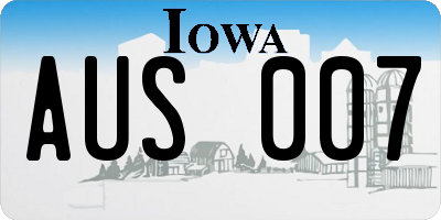 IA license plate AUS007