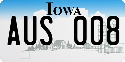 IA license plate AUS008