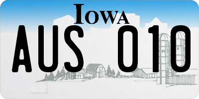 IA license plate AUS010