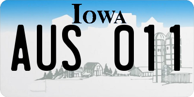 IA license plate AUS011