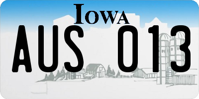 IA license plate AUS013