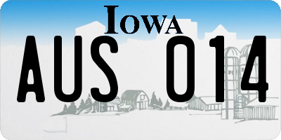 IA license plate AUS014