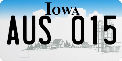 IA license plate AUS015