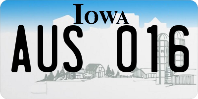 IA license plate AUS016