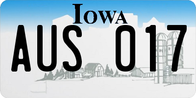 IA license plate AUS017