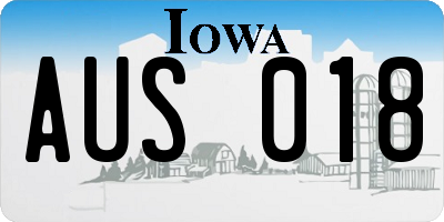 IA license plate AUS018