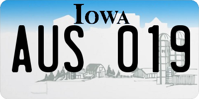 IA license plate AUS019
