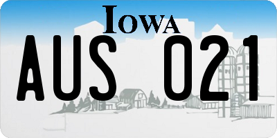 IA license plate AUS021
