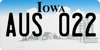 IA license plate AUS022