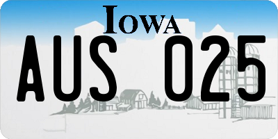 IA license plate AUS025