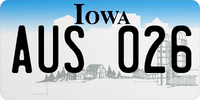 IA license plate AUS026
