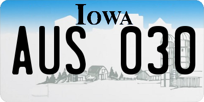 IA license plate AUS030