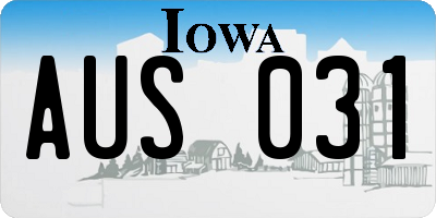IA license plate AUS031