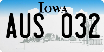 IA license plate AUS032