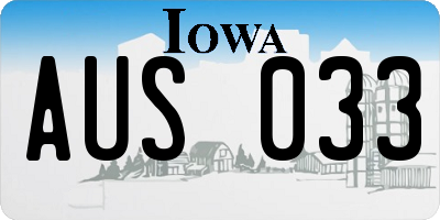 IA license plate AUS033