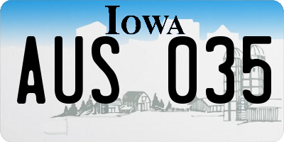 IA license plate AUS035