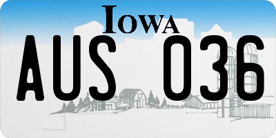 IA license plate AUS036