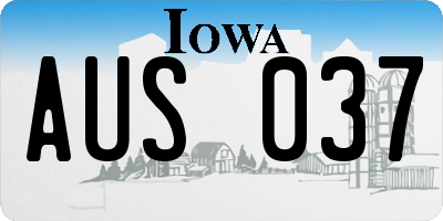 IA license plate AUS037