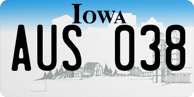IA license plate AUS038