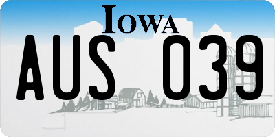 IA license plate AUS039