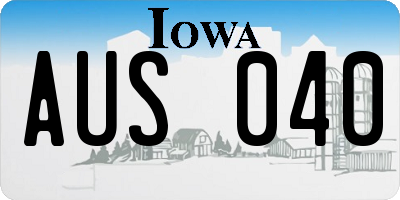 IA license plate AUS040