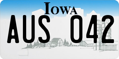 IA license plate AUS042