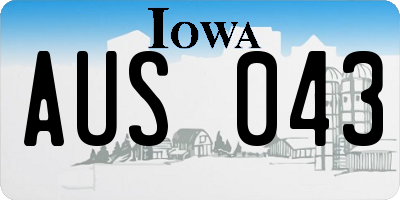 IA license plate AUS043